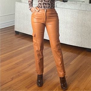 Tan/Brown Cargo Leather Pants